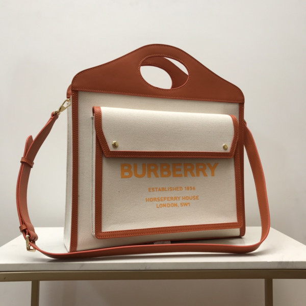 B**rry medium two-tone canvas and leather pocket tote